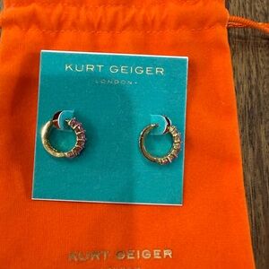 Kurt Geiger Gold and Pink Hoop Earrings